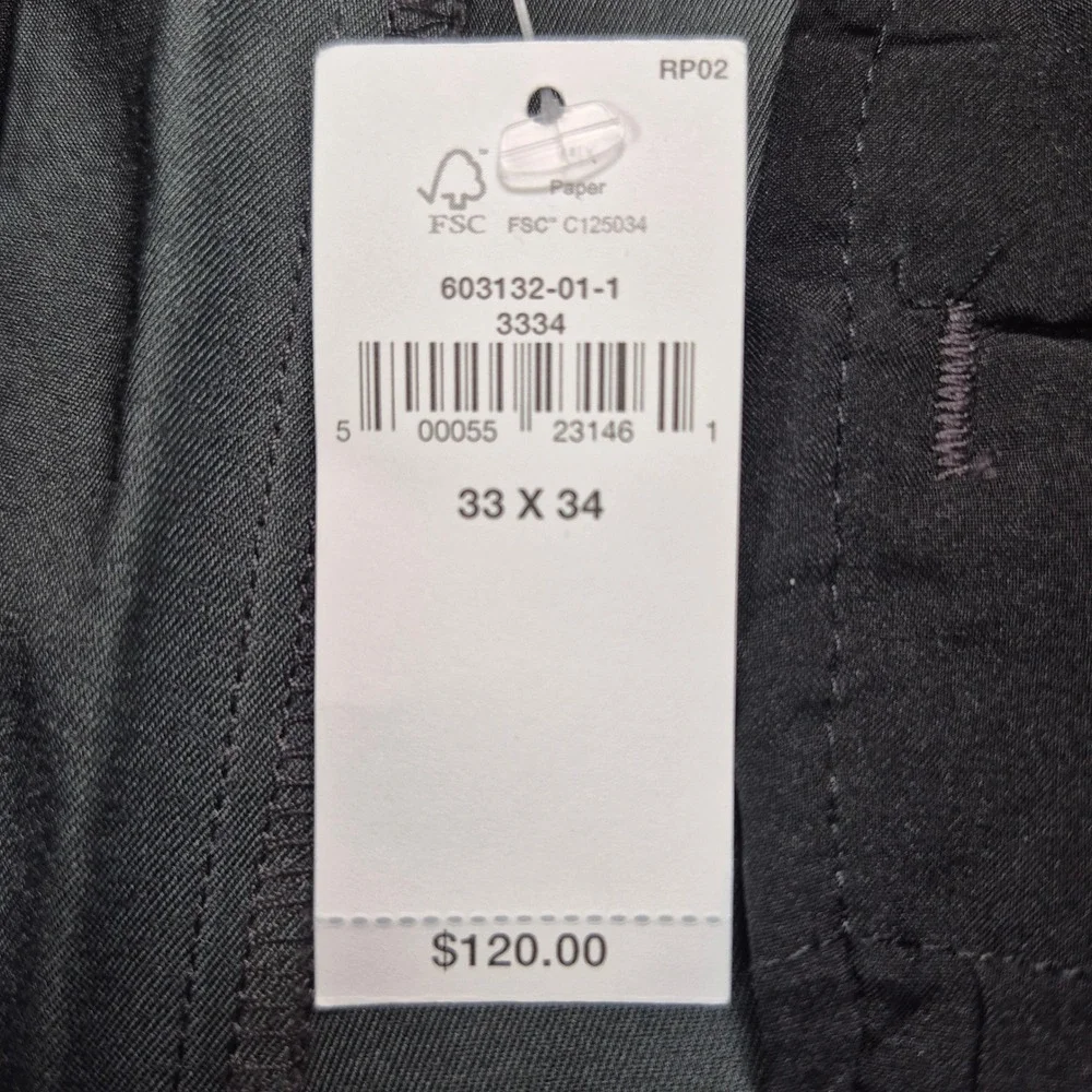 Banana Republic Core Temp Chino Pants Mens 33x34 Black Slim Fit Stretch